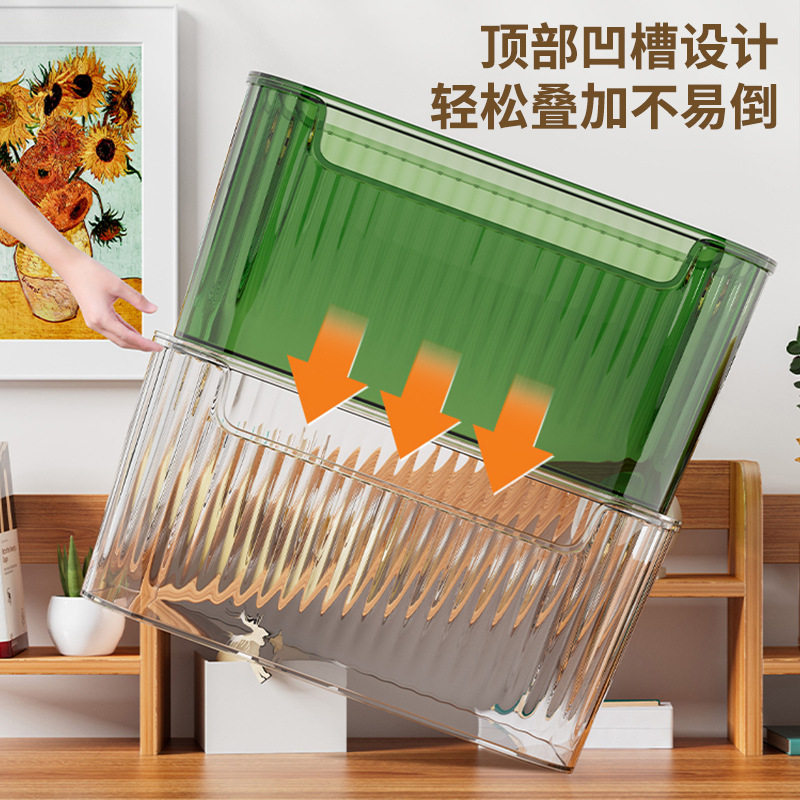 桌面收纳盒化妆护肤品零食茶几整理长方形置储物框透明亚克力盒子