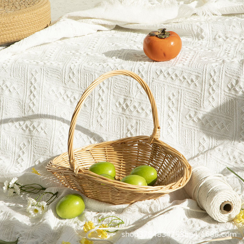 柳编水果篮圣诞花篮田园藤编收纳筐收纳篮购物篮小礼品篮柳编收纳