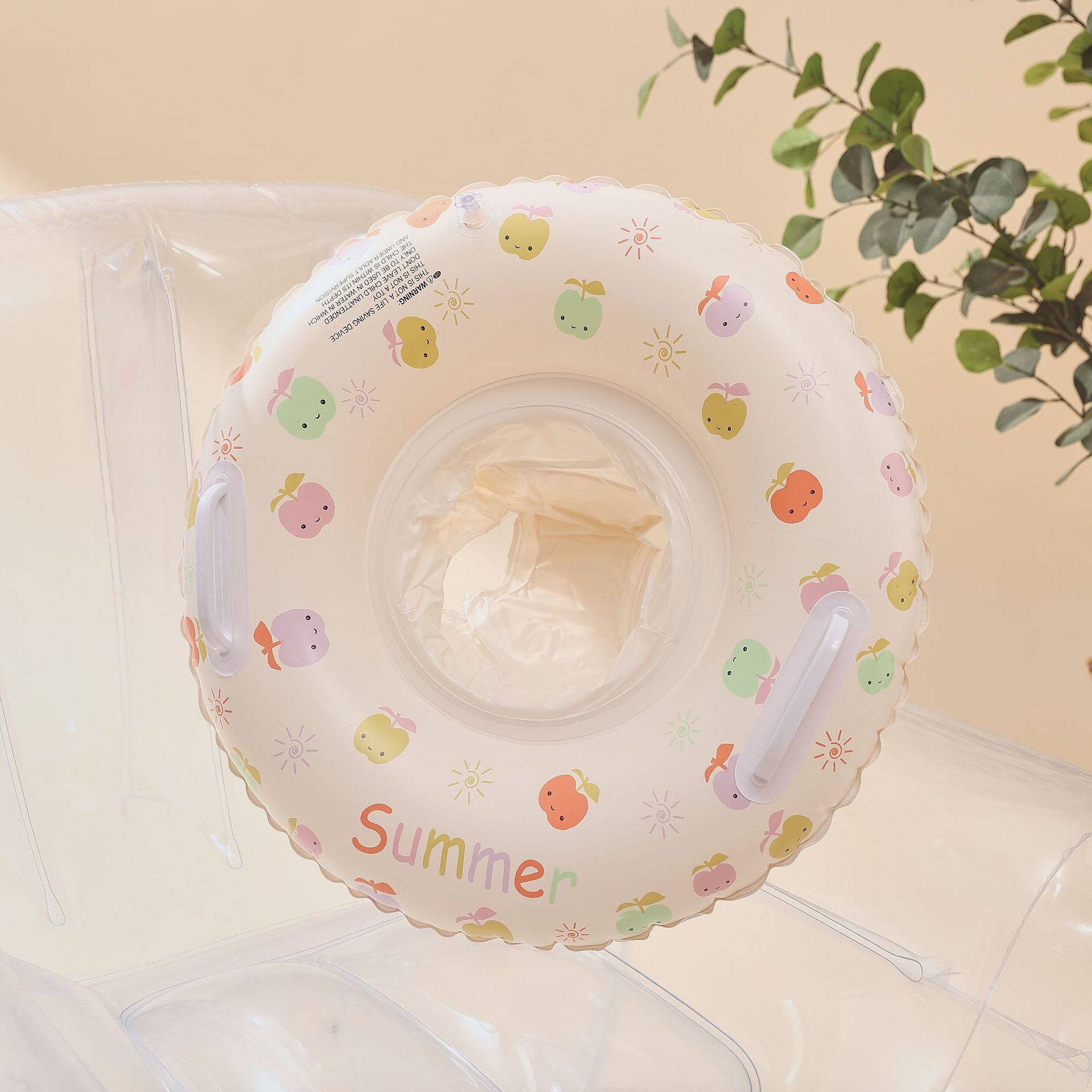 可爱小苹果游泳圈儿童座圈男女宝宝座圈加厚带把手坐圈