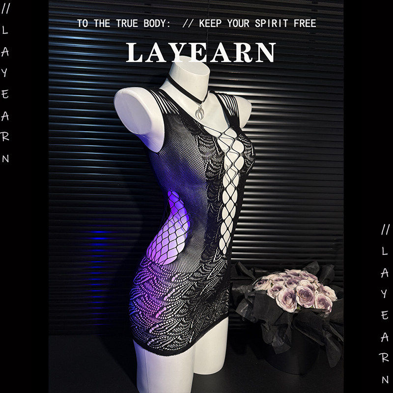 敢爱【日落】黑色丝袜网衣大尺码撕扯睡衣花样制服透视包臀裙女