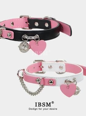 铃铛爱心甜酷皮革颈环女m定制刻字choker性感cos项圈puppy牵引绳