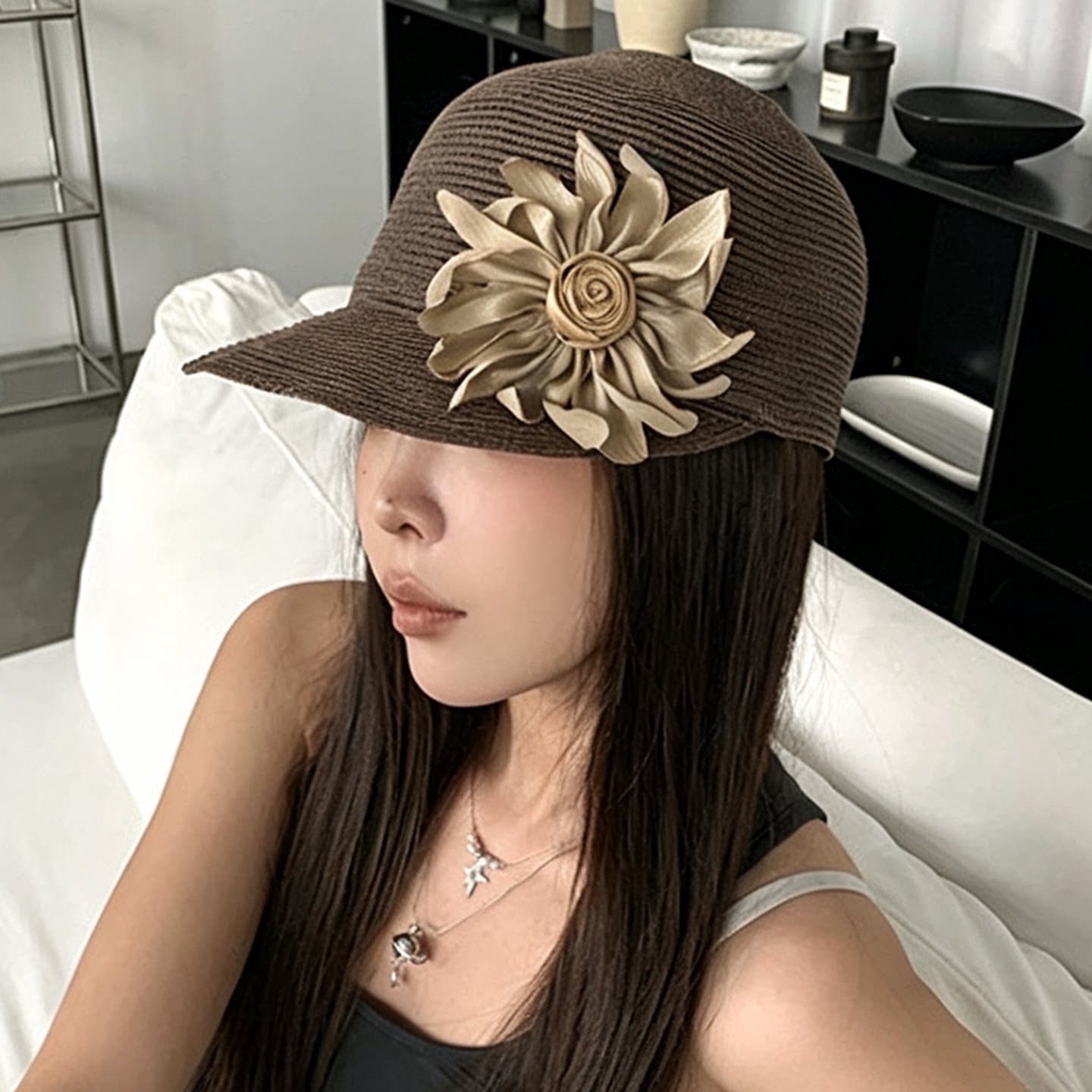 夏季法式复古花朵防晒显脸小马术