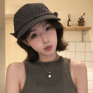 夏季防晒显脸小日系条纹贝雷帽