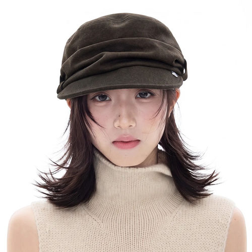 日系复古褶皱报童帽女秋冬显脸小