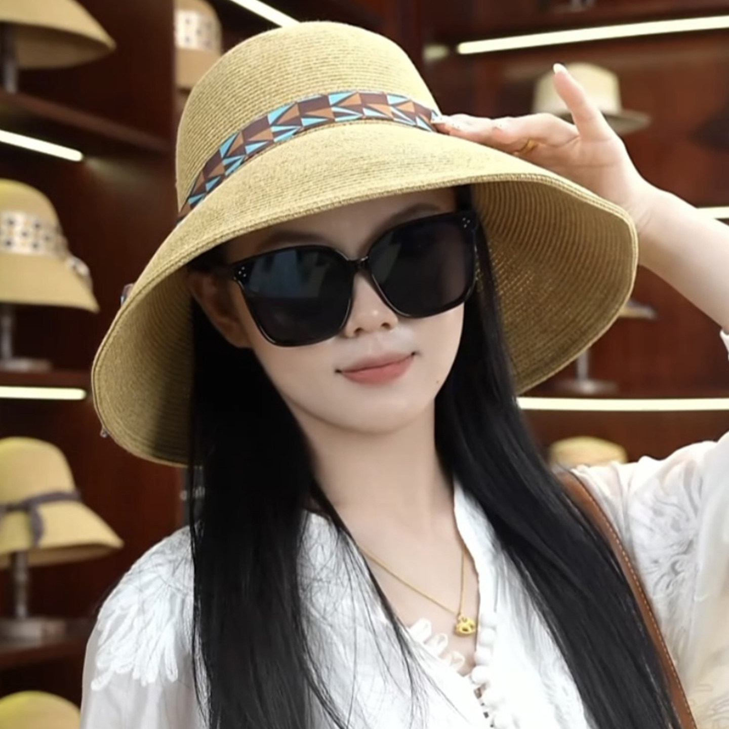 夏季民族风丝巾绑带防晒渔夫帽女