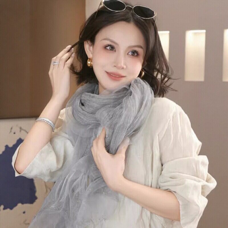 春夏轻薄透气日系百搭流苏围巾女