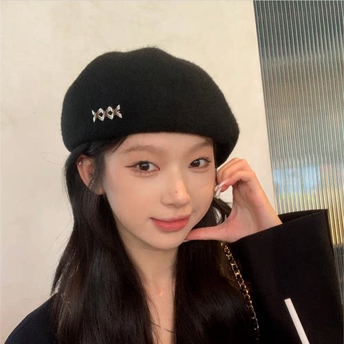 贝雷帽逛街休闲女秋冬短檐显脸小