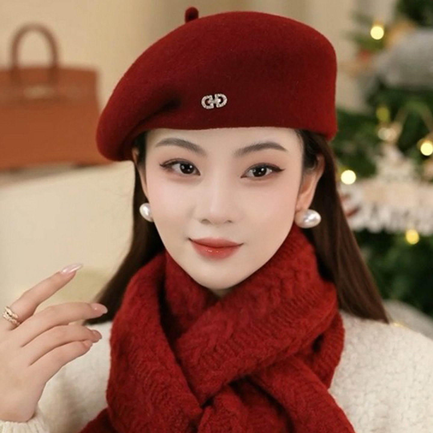 韩国羊毛呢气质贝雷帽子女款冬季