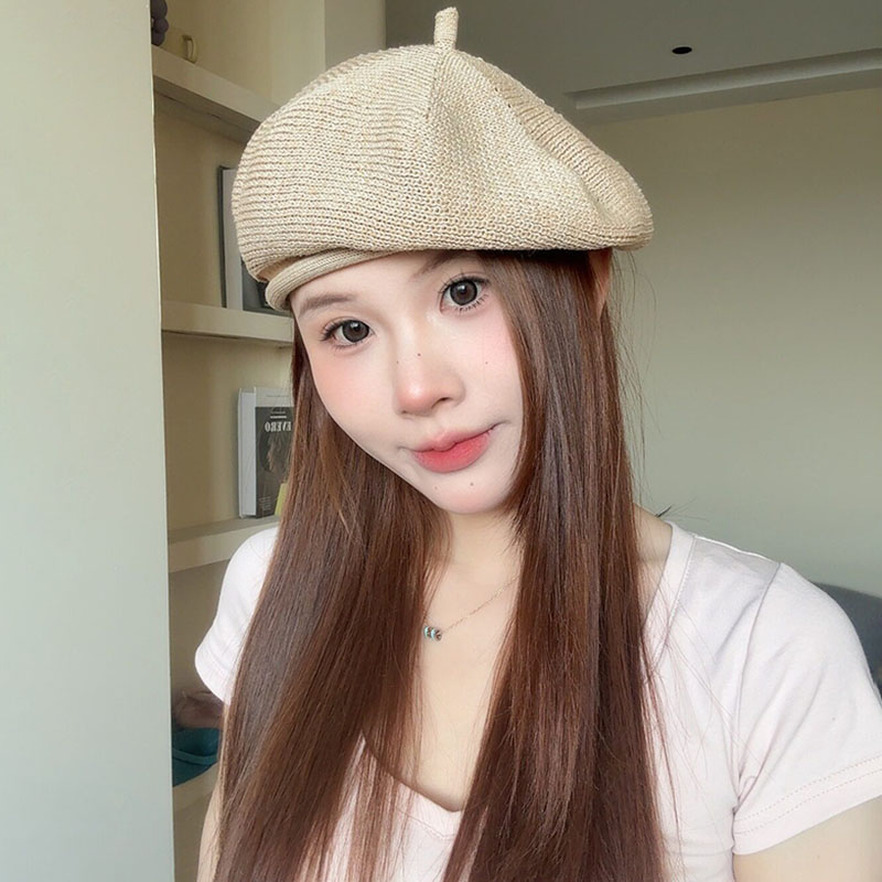 夏季薄款透气镂空贝雷帽女款