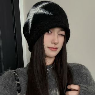 韩版ins卷边堆堆帽子女款秋冬季新款百搭大头围冷帽保暖包头帽潮