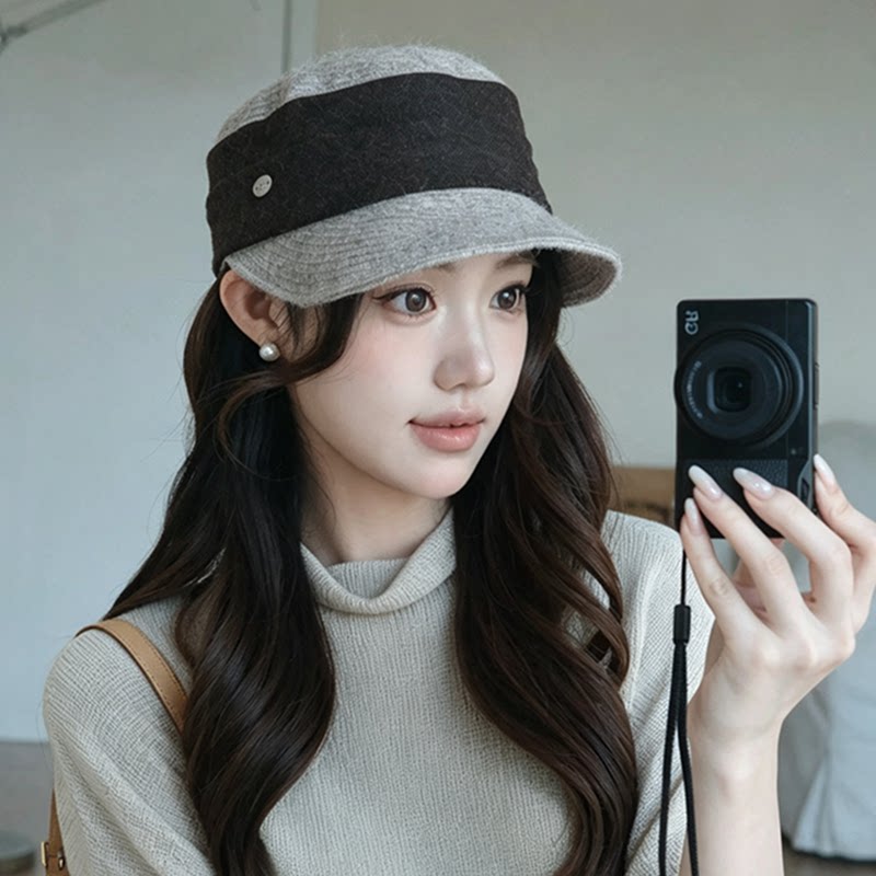 秋冬羊毛编织显脸小马术帽女