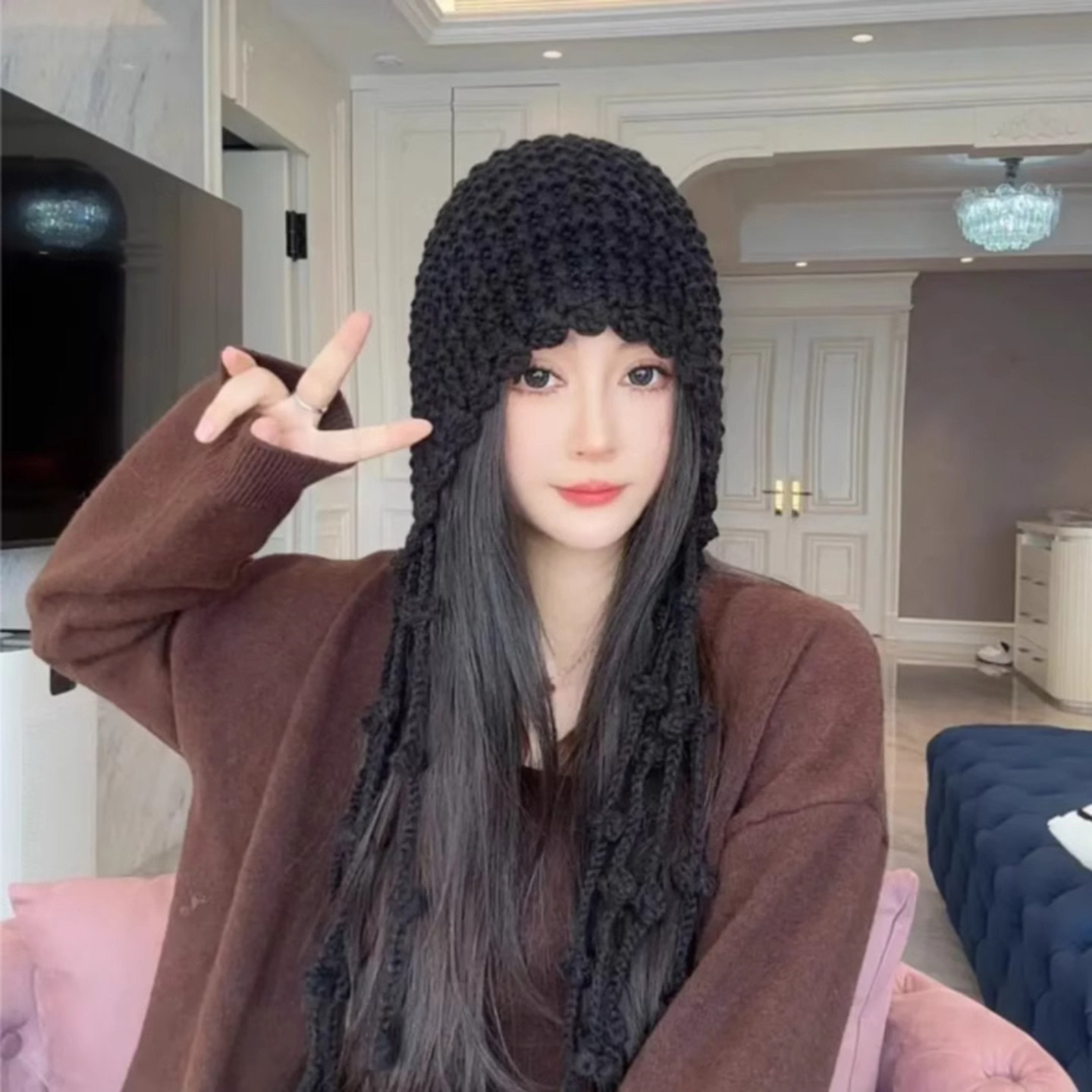 川西旅游流苏包头帽子女秋冬出游