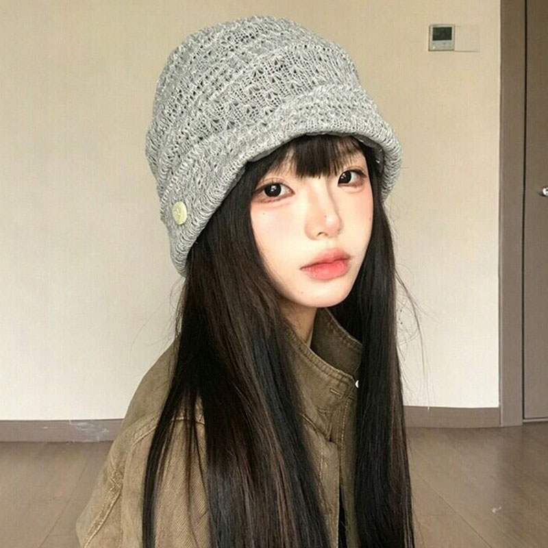 古早双面针织堆堆帽女大头围