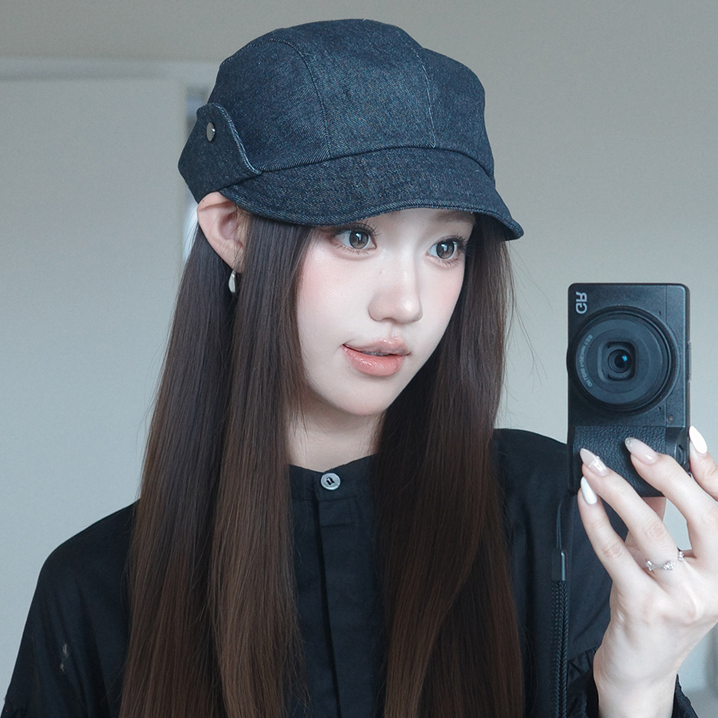 日系牛仔翻边八角渔夫帽女秋