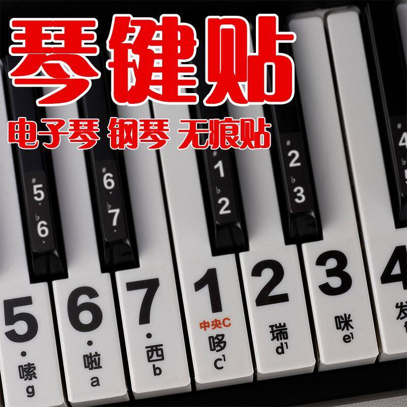 6188键电子琴钢琴键盘贴透明不干胶自学琴键贴61键