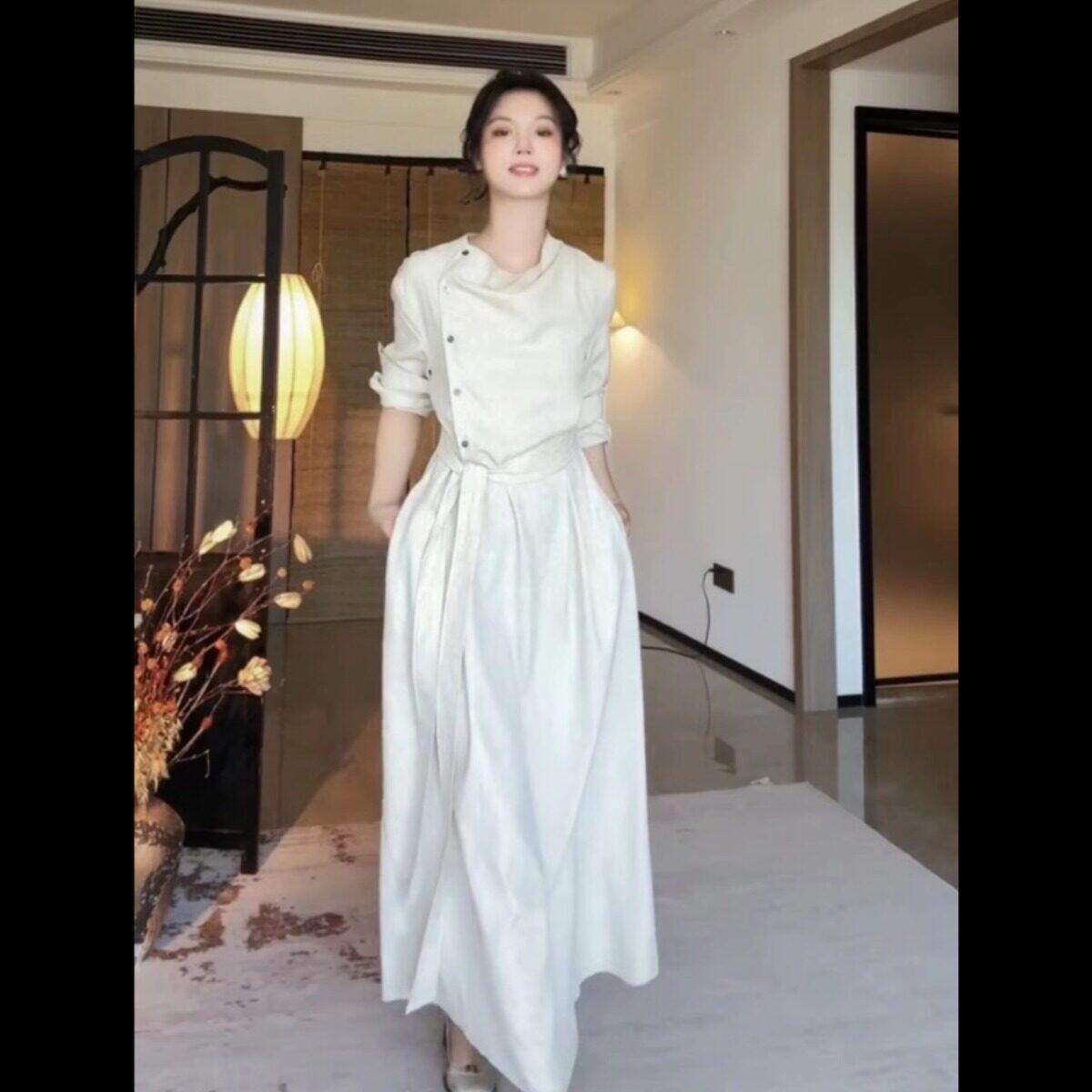 法式高级感长袖连衣裙子