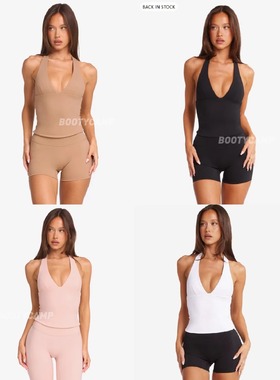 *csb挂脖y标背心4色~带胸垫FREEDOMHALTERTANK裸感亲肤双层瑜伽