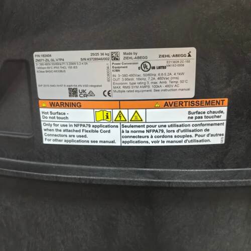 ZN071-ZIL.GL.V7P4 ZIEHL-ABEGG 工业工控功率转换设备议价维修