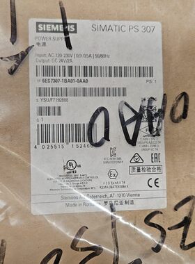 6ES7307-1BA01-0AA0 工业电源 PS307 DC24V2A 工控配件议价维修