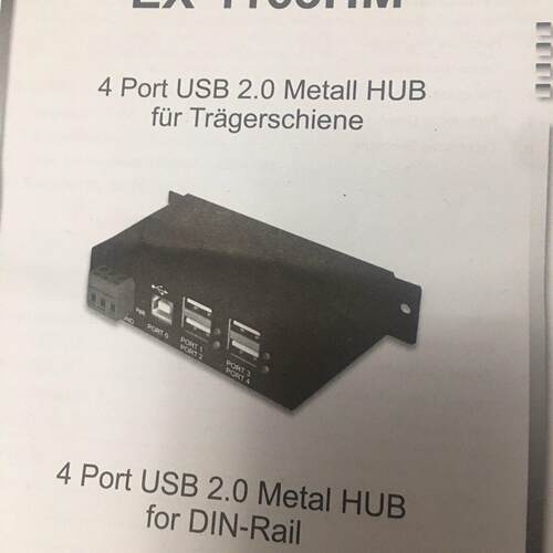 EX-1163HM 四端口USB2.0金属集线器 DIN导轨工业配件议价维修