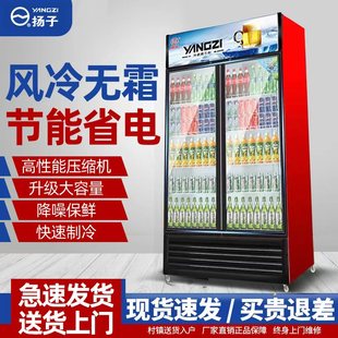 扬子双开门风冷饮料展示柜冷藏冰柜保鲜冷饮冷柜商用啤酒冰箱立式