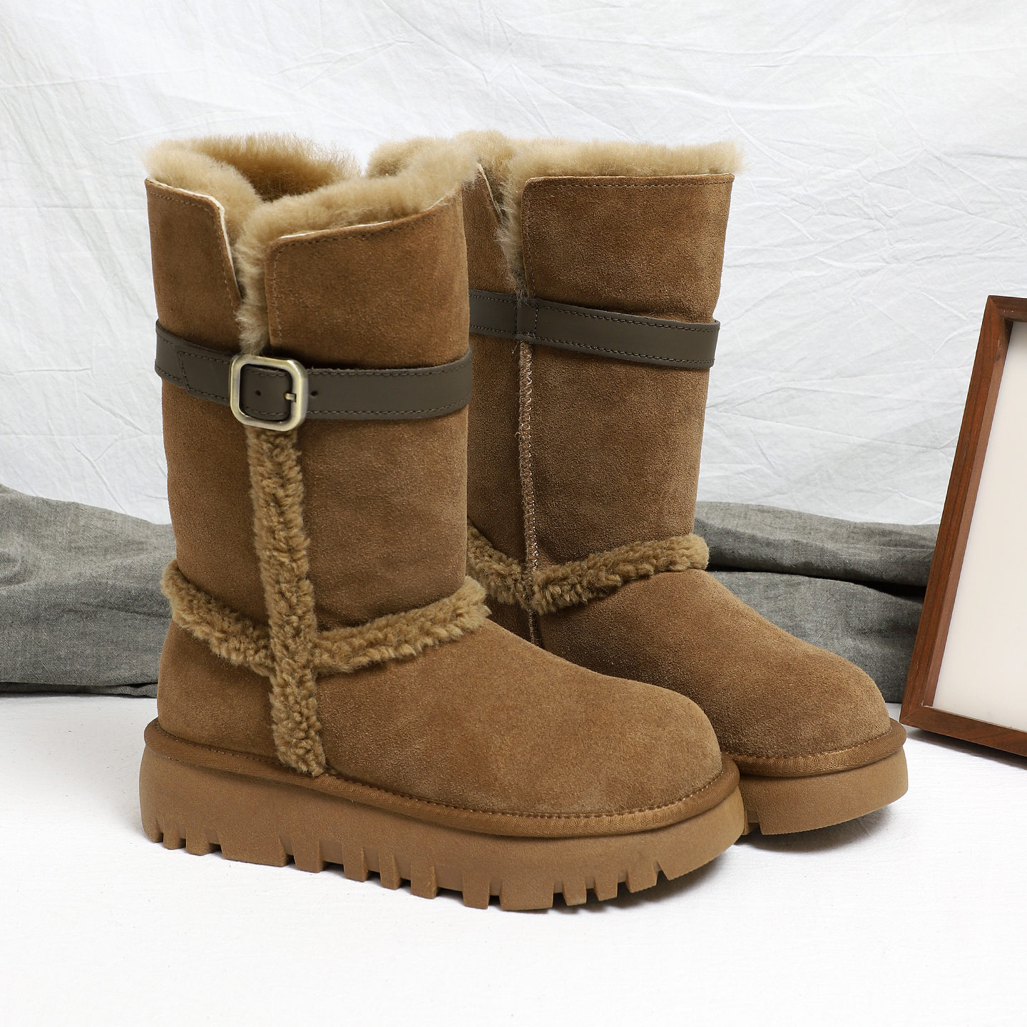 女士加厚全羊毛高筒雪地靴