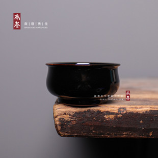 黑色黑釉瓷功夫茶具中式覆古小众纯手工茶杯家用陶瓷高颜值主人杯