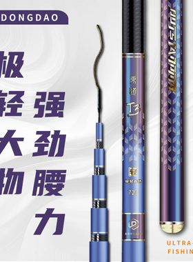 东道T-3极轻大物竿双吊牌大综合竿超轻鲢鳙竿5.5H高碳M40X+T1100