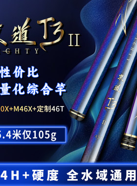 东道T3二代轻量28调台钓竿好抛
