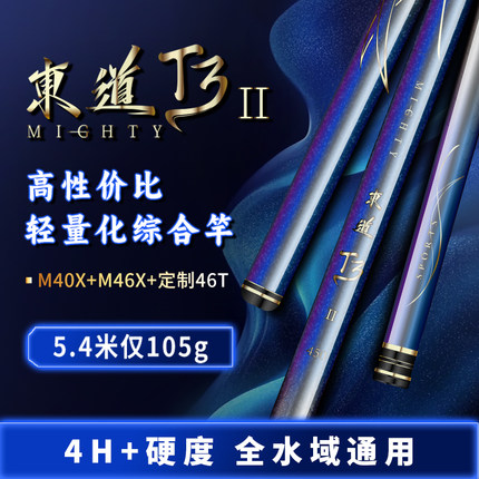 東道 T3 二代 4H+ 小综合鱼竿 28 调台钓竿鲫鲤小综合全水域好抛