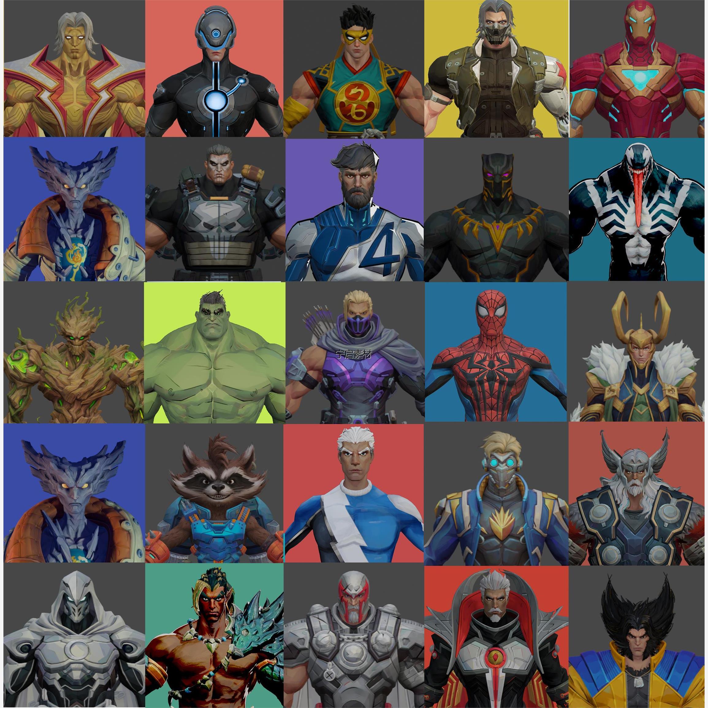 漫威争锋(Marvel Rivals)25位男超中精度blender模型(含基本绑定)