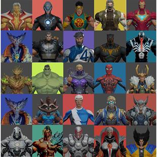 漫威争锋(Marvel Rivals)25位男超中精度blender模型(含基本绑定)