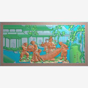 五子登科精雕图浮雕图古代人物事业成功石雕木雕浮雕图灰度图jdp