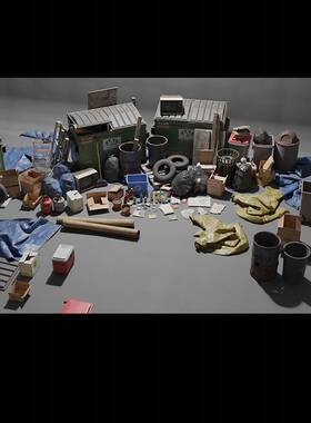 blender现代街道城市垃圾桶杂物废品回收道具物品3d模型