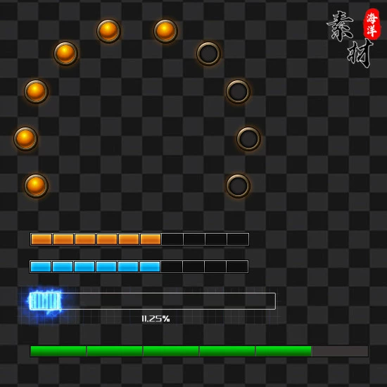 传奇UI素材 特效进度条 5组 PNG格式序列帧 UI1440