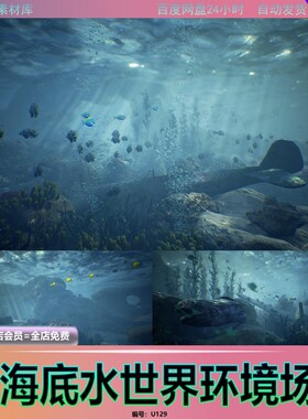 UE5海底水世界鱼群水底海洋生物珊瑚场景Ocean Floor Environment