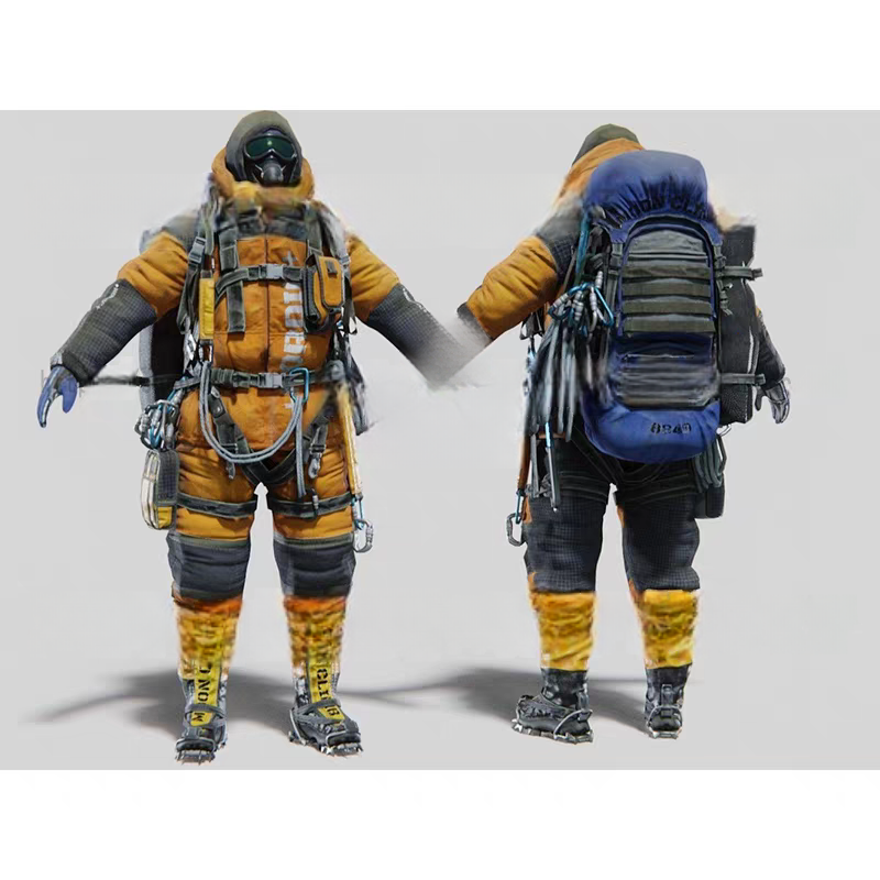 blender欧美登山运动员背包绳索服装鞋子素材3D模型+rig绑定