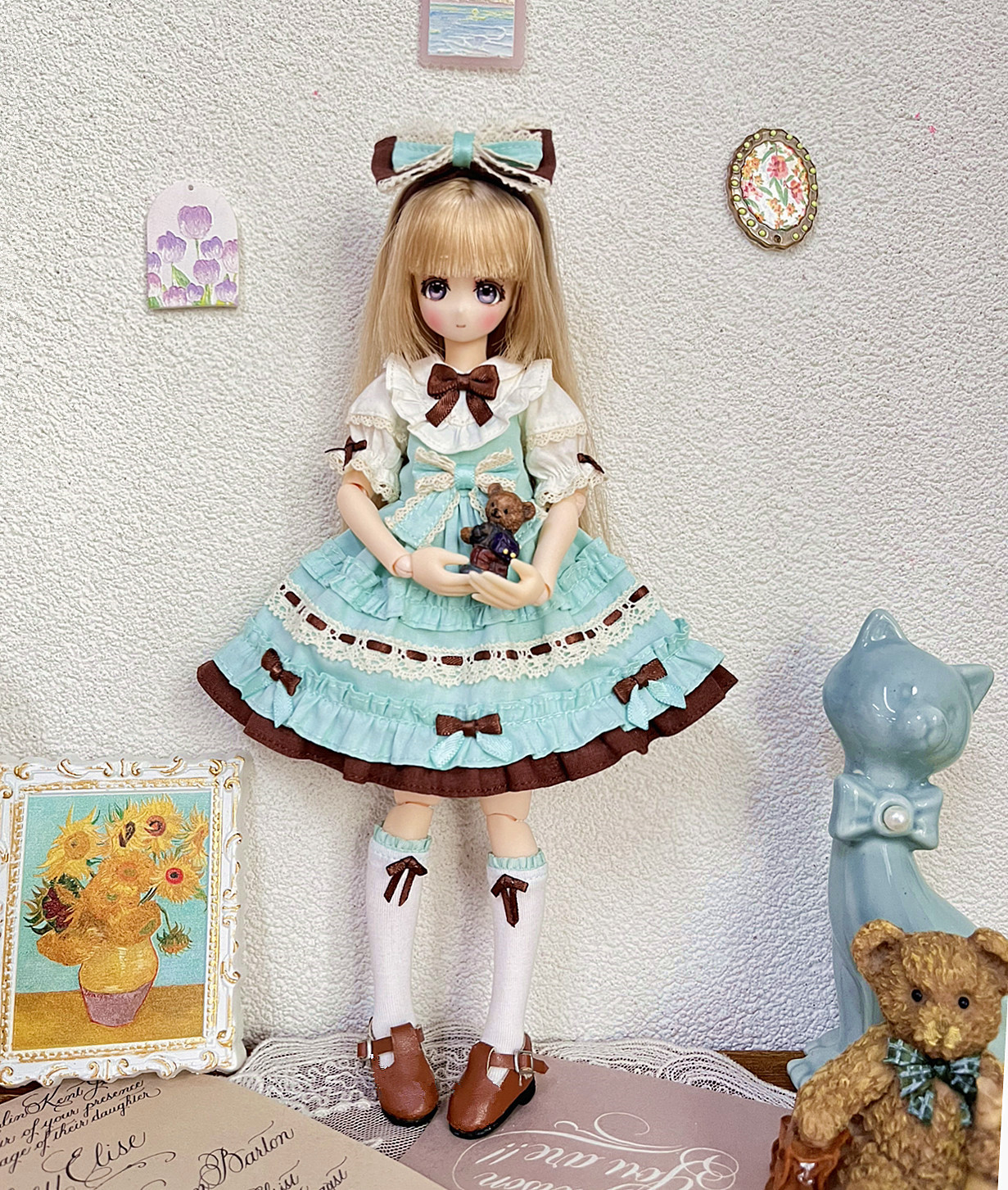 Azone blythe ob24 光魇双生 薄荷生巧主题Lolita娃衣四件套洋装