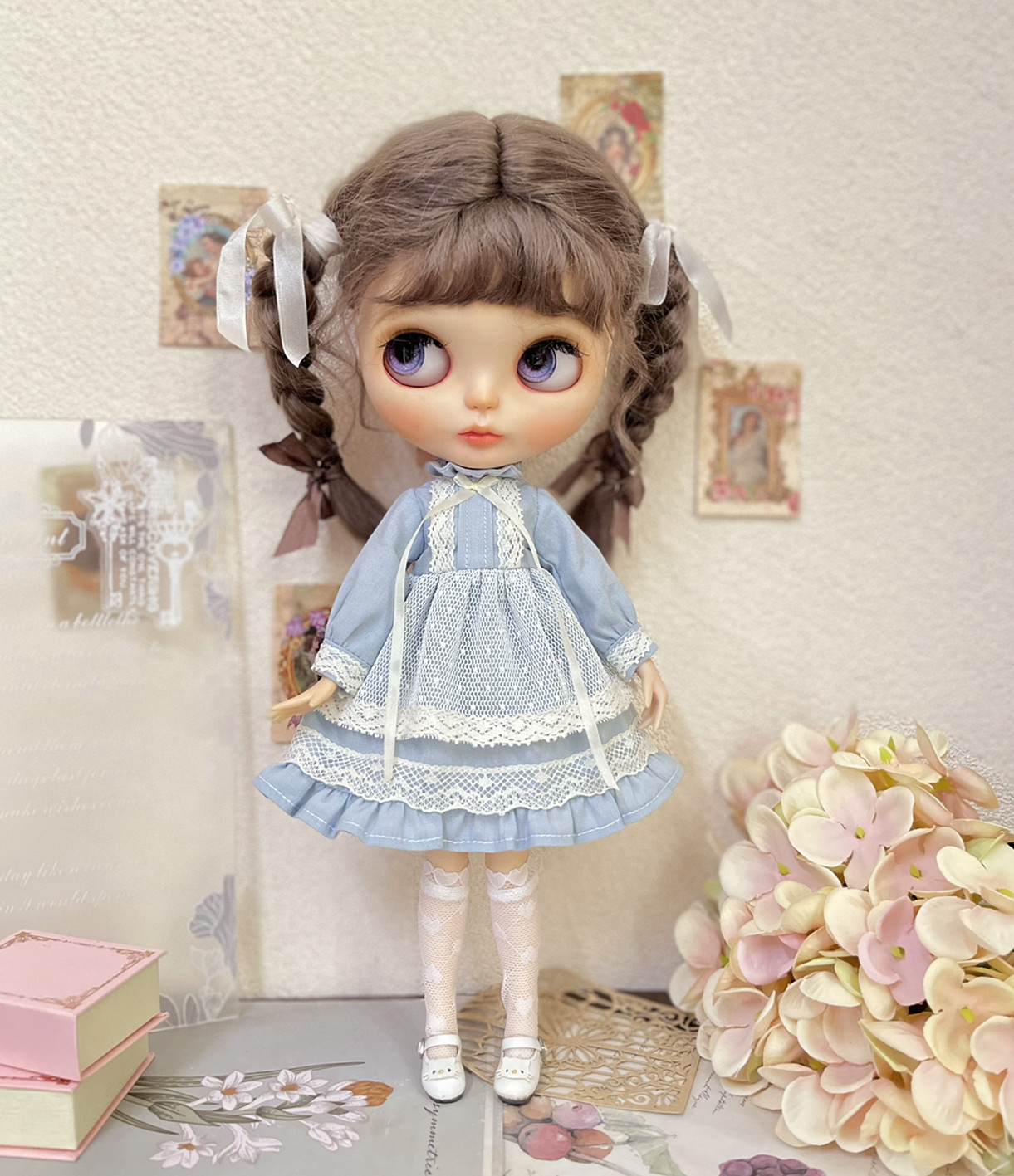 blythe/Azone/ob24 ob22 娃衣 少女心事 复古本色蕾丝连衣裙