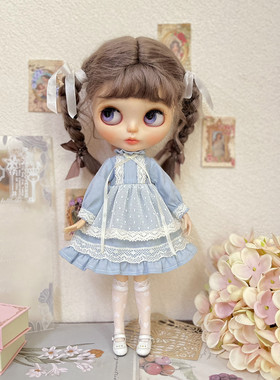 blythe/Azone/ob24 ob22 娃衣 少女心事 复古本色蕾丝连衣裙