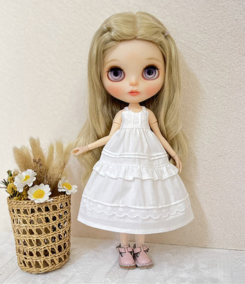 ob24/小布娃衣白色清新优雅吊带裙百搭