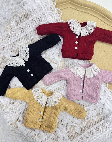 ob24小布blythe花边领森系针织花纹开衫上衣外套多色