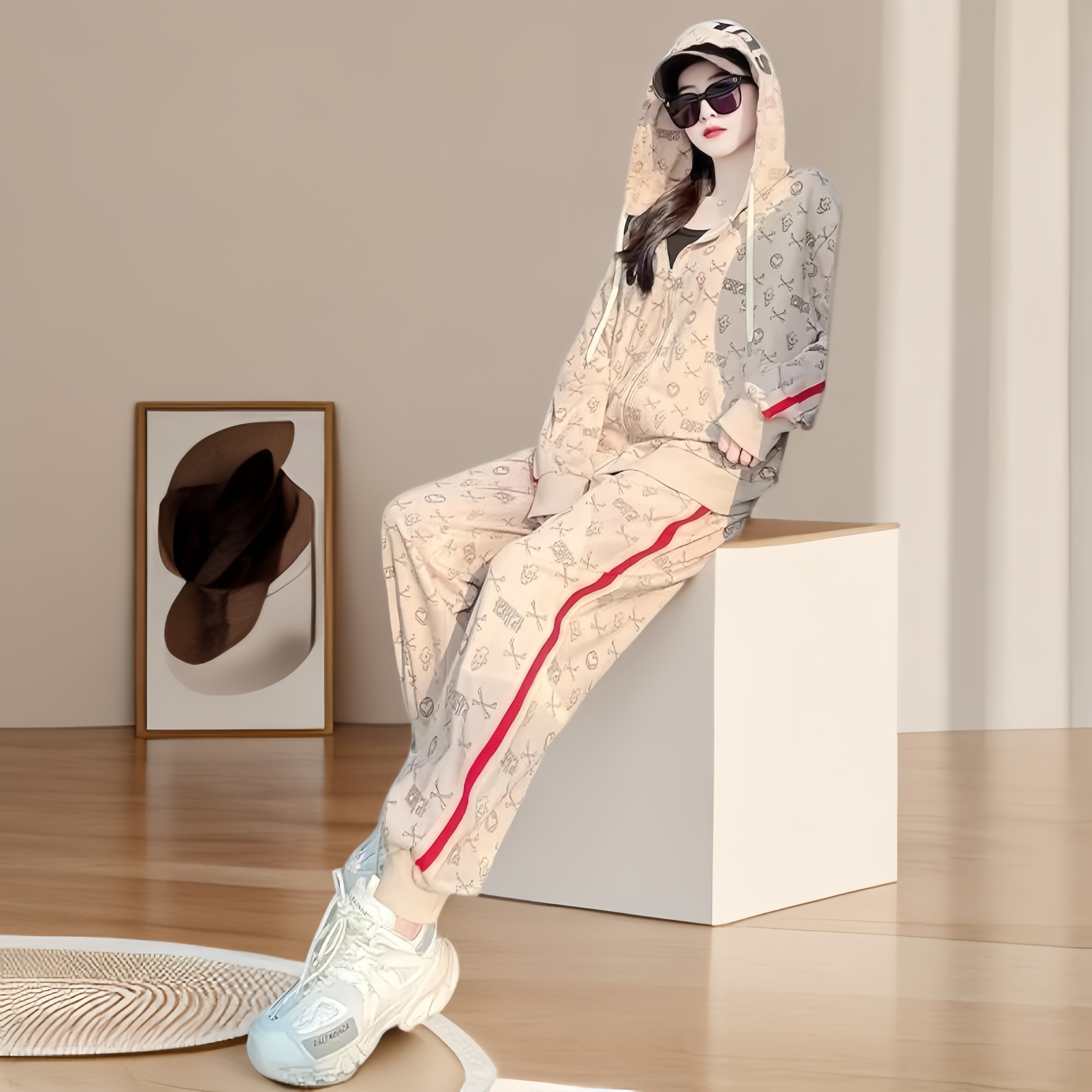 重工时尚卫衣套装女春秋欧货高端炸街运动休闲跑步两件套洋气潮流,女装/女士精品,时尚套装,淘宝优惠券,粉丝福利购,淘宝优惠卷