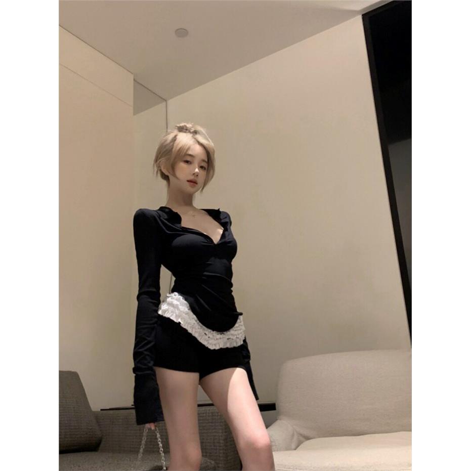 kumi纯欲风套装性感黑色T图片