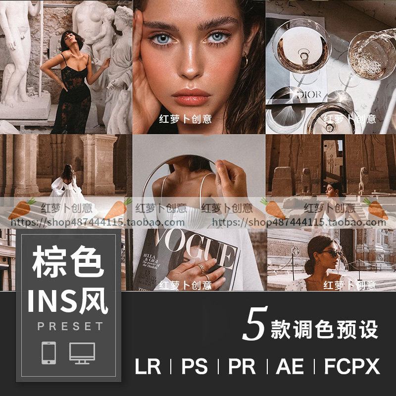 时尚复古棕色滤镜调色预设预设滤镜xmp格式 dng格式 cube格式 lr