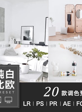 LR预设PS滤镜拍北欧白色静物居家风app手机版FCPX-PR调色LUT滤镜
