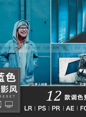 lr预设蓝色海边海底风光预设PS蓝调PR手机版APP滤镜FCPX调色LUTS