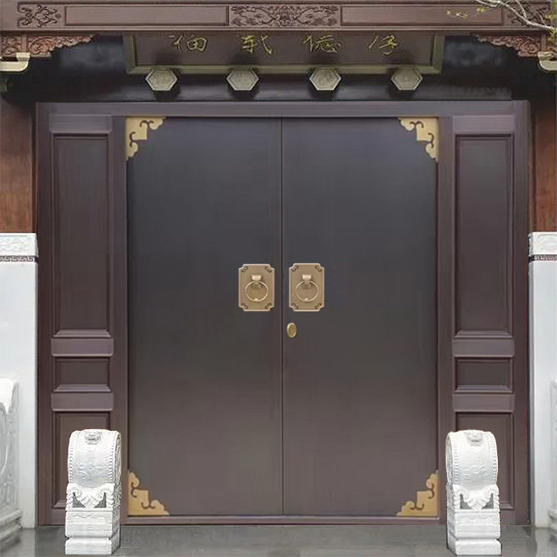 锦缔佳农村自建房院子大门别墅纯铜徽派建筑中式庭院对开门锌合金
