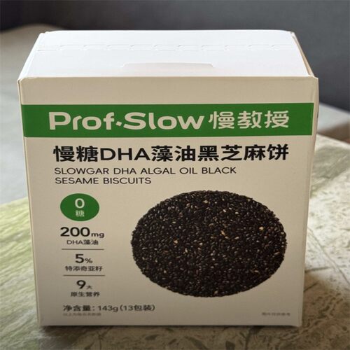 慢教授慢糖DHA藻油黑芝麻饼-0糖5%奇亚籽9大营养-孕妈糖友零食