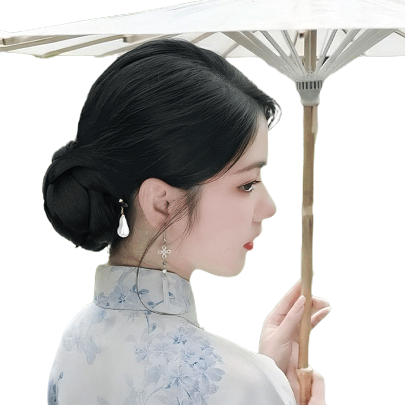 丸子头假发发髻女新中式古风后脑勺发簪盘发假发包汉服旗袍花苞头